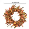 Decorative Flowers Pumpkin Wreath Decorations 19.7inches Autumn Wreaths Fall Decoration Leaf Halloween Party Supplies Harvest Festival