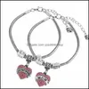 Bracelets de charme bracelet de forme de coeur cristallin Love Chain familial Cadeaux de bricolage pour maman grand-mère Soeur Nurseft Jewellry Drop Lipt