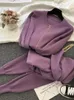 Kvinnors spårsättningar Kvinnor Jacket Fashion Women's Suit Autumn Sweet Temperament Chain Vest Sticked Casual Three-Piece Elastic Pants 230131