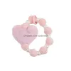 Nyckelringar Ring Winter Plush Love Heart P￤rled Chain Armband H￶rlurar Mobiltelefon Fodral Tillbeh￶r Faux Pearl P￤rlor Wristlet Chain DH2AI