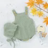 Conjuntos de roupas Baby Spring Spring Autumn Roupas Conjunto de malhas Triângulo Botão de triângulo One peça Jumpsuithats Toddler meninos meninas 2pcs 230201