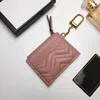 627064 Leather Key Card Holder Wallets Double G Zig Zag with 4 Card Slot Women Pink Black Green Red 5 Colors