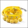 Cat Collars Leads New Cute Solid Color Bell Collar Jewelry Teddy Pet Leash Set Drop Delivery Home Garden Supplies Dhoas