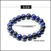 Beaded Strands Blue Tiger Eye Buddha Bracelet Natural Stone Round Beads Elasticity Rope Bracelets For Men Women High Quality 6Mm 8M Otl0M