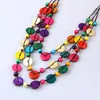 Pendant Necklaces Bohemia Ethnic Multicolors Round Coconut Shell Knitted NecklacePendant