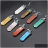 Charms Wrap Natural Stone 7 Chakra Sword Shape Rose Quartz Healing Reiki Crystal Tiger Eye Pendant Finding For Diy Men Neckl Dhgarden DHQ6X