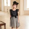 Flickas tonåring flickor prinsessklänningar sommar nya svarta barn kläder söta barn mesh lapptäcke klänning #6851