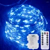 Cordes Étanche 8 Mode LED Fil De Cuivre Guirlande Lumineuse Fée Guirlande Lumières De Noël En Plein Air Télécommande Batterie Puissance De Mariage Décor