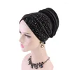 Abbigliamento etnico paillettes di moda musulmana hijabs hat black head sharfwraps per donne accessori per capelli islamici