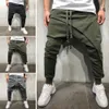 Herenbroek Fashion Men Harem Solid Color Drawtring Asymmetrische dubbele laag Lang lopende jogger baggy voor kleding 230131