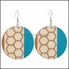 Urok geometryczne drewniane kolczyki dla kobiet dopasowująca kolor biżuterię punkową nurkową kolczyki hurtowe dostawa OTKA2