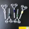 Double Burner Smoking Pipes Skull Pyrex Glass Oil Burner Pipes Multicolor Glass Pipes New Arrivals Wholesale Factory straight