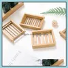 Other Bar Products Soap Dish Bamboo Round Storage Holder Square Natural Durable Drain Rack Degradable Eco Friendly Bathroom Accessor Otcwg