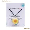 Hanger Kettingen Mode Echte Droge Zonnebloem Hand Gemaakt Natuurlijke Dip Daisy Ketting Voor Vrouwen Gift Diy Sieraden Accessoire Touw Trui Otljr