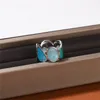 Joidar Glazed Glazed Colorful Sea-Blue Ring Niche Design Apomish الأقلية المقطوعة إكسسوارات مجوهرات All-Match All-Match