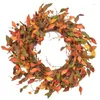 Decorative Flowers Pumpkin Wreath Decorations 19.7inches Autumn Wreaths Fall Decoration Leaf Outdoor Hanging Ornament Party Supplies For