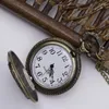 Pocket Watches Vintage Chinese Dragon Pendant Chain Quartz Watch Mens Chic Style Bronze Fob With Gift Reloj de Bolsillo