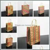 Gift Wrap Christmas Bags With Handle Printed Kraft Paper Bag Kids Party Favors Box Decoration Home Xmas Cake Candy Dbc Drop Delivery Dh9Xi