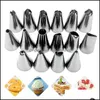 Baking Pastry Tools 18Pcs/Set Sile Bag Tips Kitchen Cake Diy Icing Pi Cream Decorating Reusable Bagsadd16 Nozzle Set Drop Delivery Dhwac