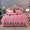 Bedding Sets Winter Warm Crystal Velvet Set Thick Plush Lace Edge Duvet Cover Pillowcase Bed Sheet 4pcs King Size Home Textiles