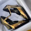Kledingschoenen gradiënt kleur driehoek dikke hak hoge hakken schoenen voor vrouwen in het vroege voorjaar van 2023 nieuwe ondiepe mond puntig Mary Jane single 230201