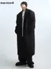 Miscele di lana da uomo Mauroicardi Autunno Inverno lungo oversize caldo morbido trench nero da uomo con spalline allentato casual moda coreana soprabito 230201