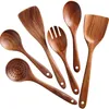 Cooking Utensils 7 PCS Teak Wooden Kitchen NonStick Spoons and Spatula Cookware for Home 230201