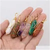 Charms Natural Stone Hexagon Crystal Pendants Gold Color Wire Wrap Rose Quartz For Jewelry Making Diy Necklace Earring Gifts Dhgarden Dhqj8