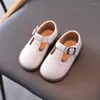 Flat Shoes Girls T Strap Leather Children Baby Kids Boys Casual Buckle Princess Embossing Non-slip Toddlers