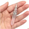 Charms Natural Stone Chakras Cone Hexagon Pendum Pendant Rose Quartz Healing Reiki Crystal For For DIY Naszyjniki Kobiety F Dhgarden Dhbf1