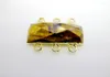 Colliers pendentifs conçus! Mixed Gem Stone 5pcs / lot Connecteur de bijoux à facettes 6 boucles