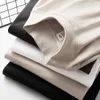 T-shirts hommes 230g coton hommes col roulé t-shirt couleur unie de base à manches longues t-shirts hommes décontracté lâche chemise hommes vêtements y2302