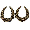 Brincos de argola Bambu Large for Women Leopard Print Metal Declaração Moda Classic Jewelry Design Trendy Styles Gift C1136