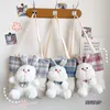 Abendtaschen Koreanische Mode Cartoon Leinwand Plaid Tasche Weiblichen Japanischen Stil Kleine Frische Und Niedliche Puppe Schulter