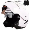 Motorhelmen Matte zwarte helm Volledig gezicht Touring Motorbike Modulaire flip Moto Casco met binnenste gerookte lens