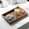 Plattor El Tea Serving Tray Dual Handtag Creative Smooth Wood Plate Pan For Restaurant Kitchen Hushållssnackdrycker