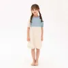 Girl's ES denim Patchwork Teen Kids Midi Dress 2022 Baby Girls Clothing Ruched Button Fashion Clothes Cute 100% Cotton #6996 0131