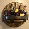 Porte-bouteilles de table Bar Vintage Porte-bouteilles en bois Étagère ronde Présentoir mural Décor Rack Mount Étagères à whisky Étagère flottante 230131