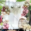 Andra evenemangsfestartiklar fördubblade dammrosa Boho Bröllopsengagemang Dekoration Chrome Rose Gold Nude Balloons Garland Ballon Arch Global Birthday Decor 230131