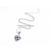 Pendant Necklaces Fashion Jewelry Hollow Out Heart Evil Eye Necklace Blue Eyes Drop Delivery Pendants Dhml7