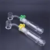 Pipe à fumer de haute qualité 14mm joint brûleur à mazout en verre bong avec clip en plastique sans clou de quartz à 45 degrés Dab Straw Oil Rig