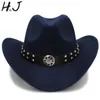 Berets 11.11 hoeden vrouwen mannen wol holle westerse cowboy hoed voor winter herfst heer heer sombrero hombre cap maat 56-58cmberets pros22