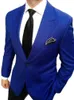 دعاوى الرجال للبليزرز من Notch Label Royal Blue Groomsmen Suit 2 قطع ضئيلة لرجال الزفاف للأعمال (سروال سترة)