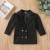 Jackor Toddler Baby Girls Double Breasted Two Button Puff Sleeves Blazer Lapel Suit Jacket Autumn Outwear Coat Clothes 230131