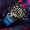 Wristwatches Men Sport Watches 50m Waterproof LED Clock Dual Time Display Auto Date Top Quartz Military