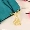 Creative Golden bookmark with card Metal book mark Elegant Paper Clip markers Feather Angel Stationery Office School Supplies 122342