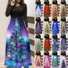 Lässige Kleider, modisches Kleid für Damen, Weihnachtsidee, Baum, bedruckt, übergroß, lang, Midi-Cocktail