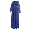 Casual Dresses African Elegant Dress Women For Wedding Party Golvlängd Fullärm V Neck lyxig kvällsnatt Vestidos Mujer