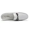 Slippers Chaussures de luxe Brand Designer Summer en cuir authentique Slip décontracté sur la moitié pour les mots d'hommes Flats étroits minces 230201