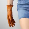 Guantes de cinco dedos Mitones Mujer Piel de oveja Calor de invierno Más terciopelo Cuero genuino Conducción Mujer S2800